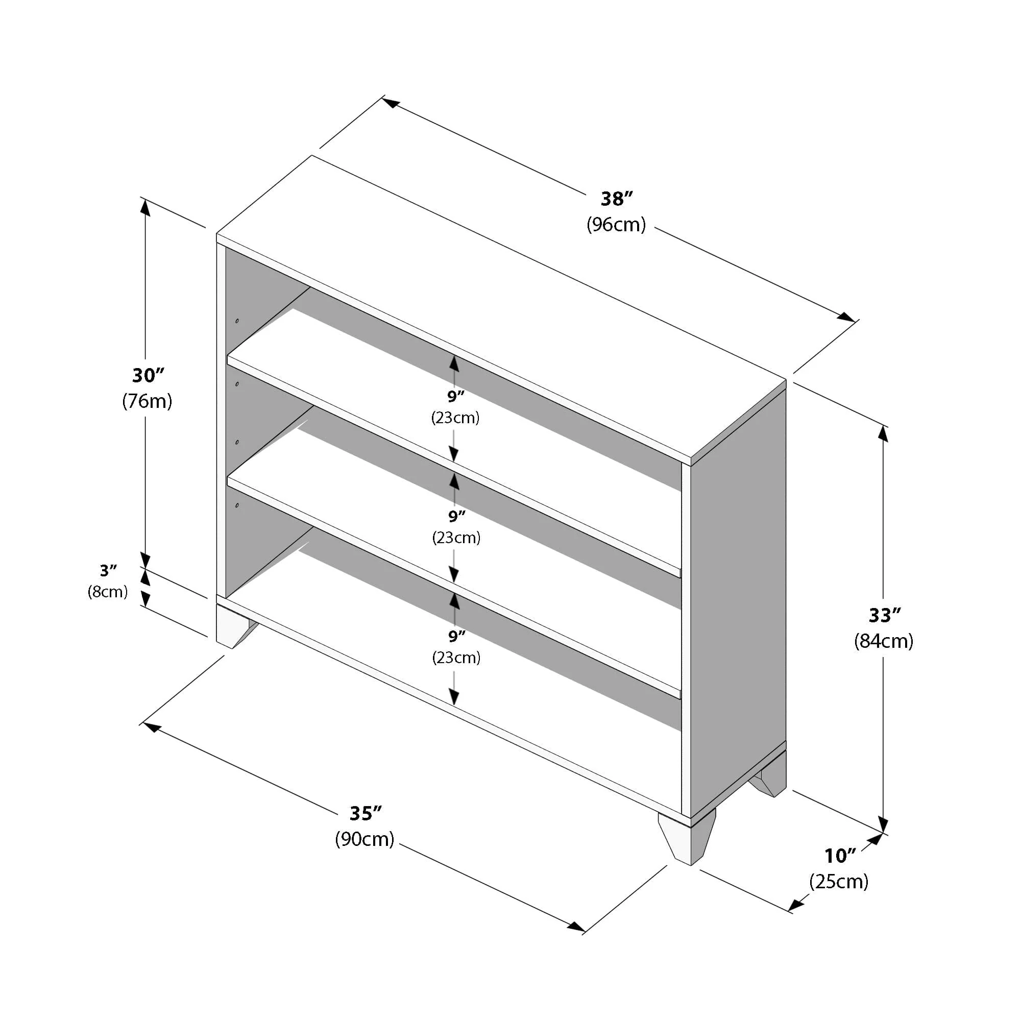 Classic 3-Shelf Bookcase - Image 15