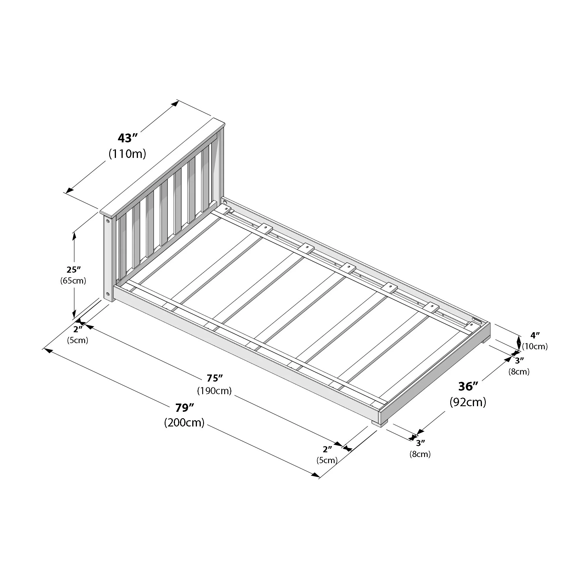 Classic Twin Floor Bed With Two Backrests - Image 23