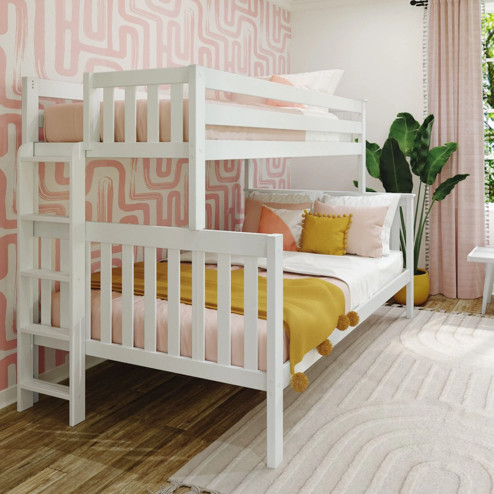 Twin Over Full Bunk Bed With Ladder on End