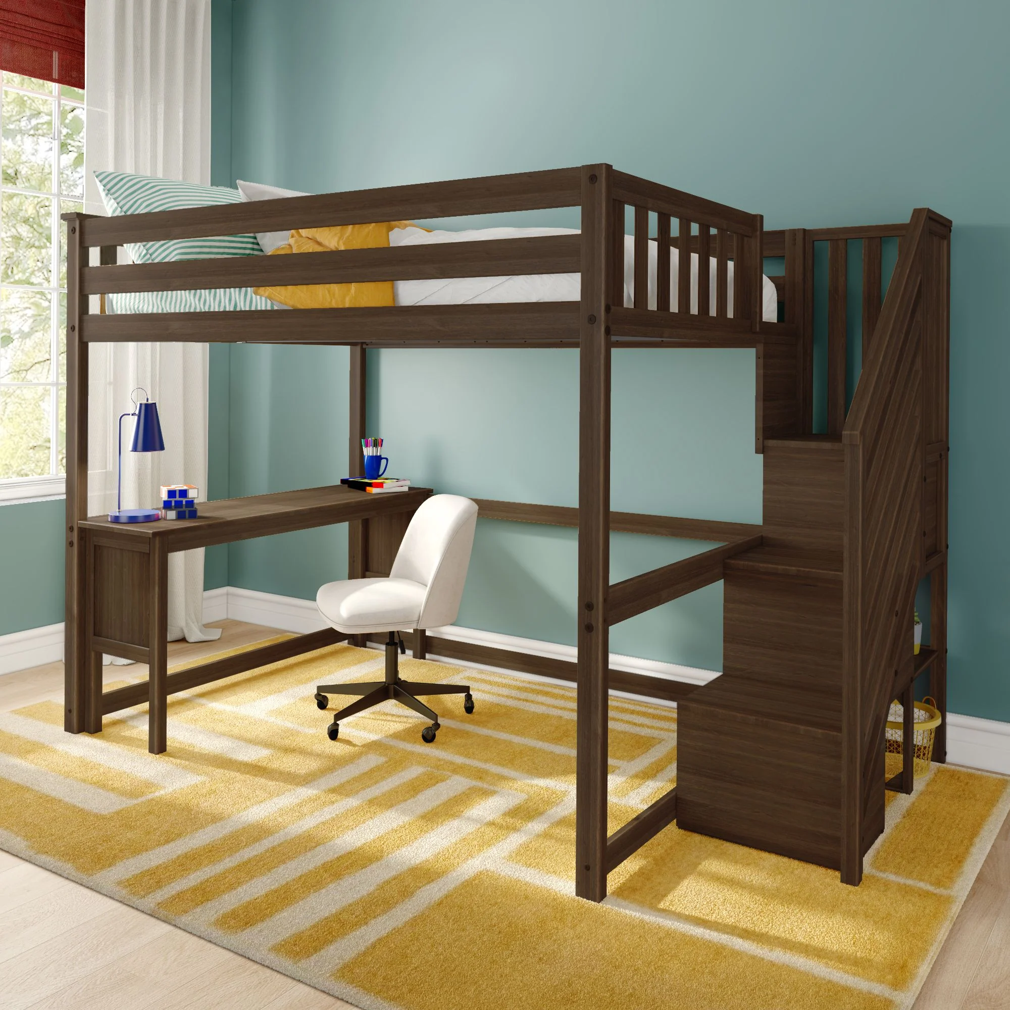 Full Loft Bed With Desk & Stairs - Image 2