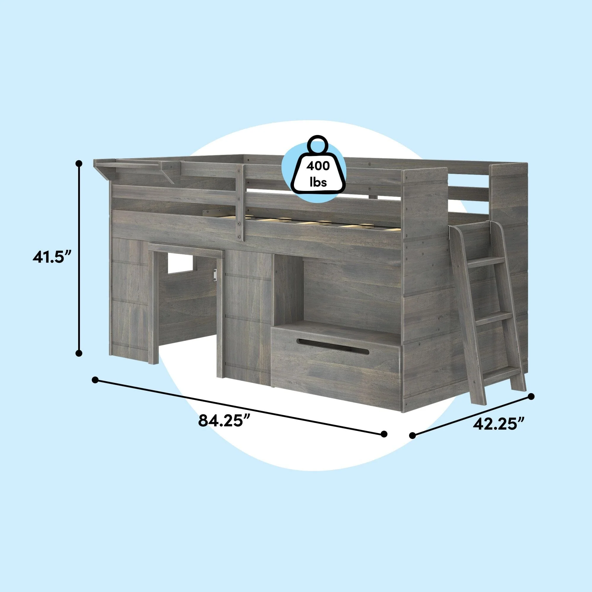 Modern Farmhouse Play & Store Low Loft Bed - Image 25