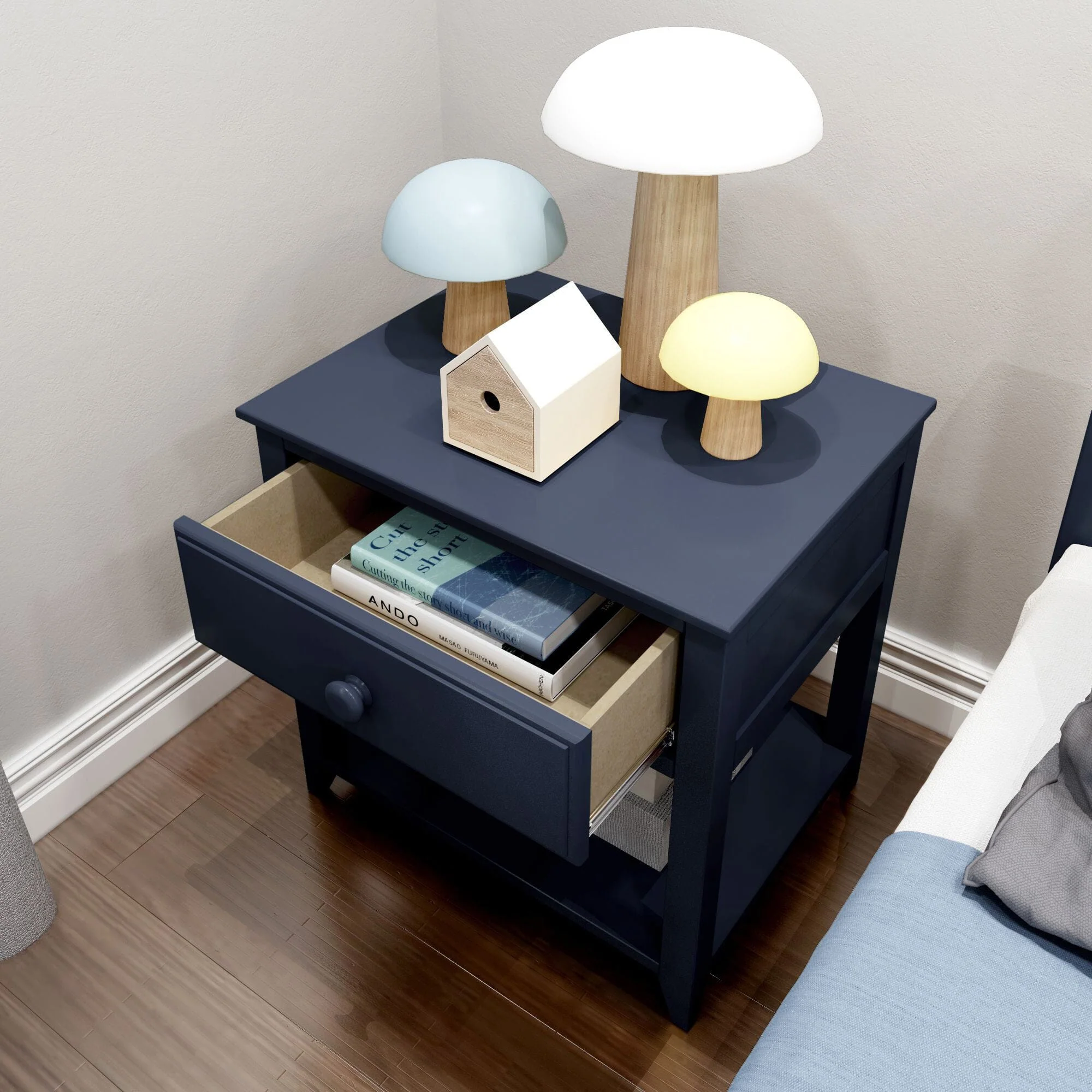 Nightstand with Drawer and Shelf - Image 29