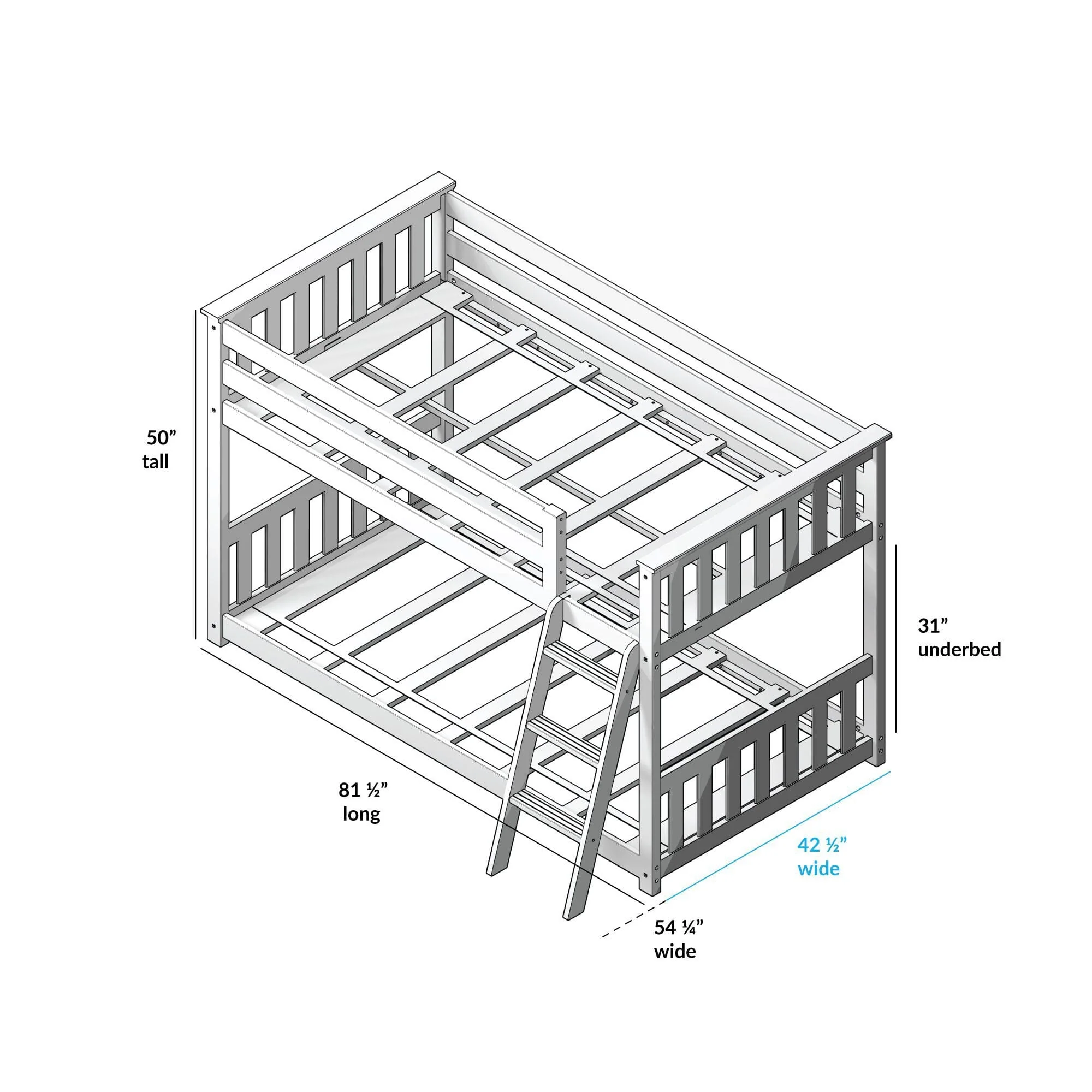 Twin Over Twin Low Bunk With Guardrails - Image 107