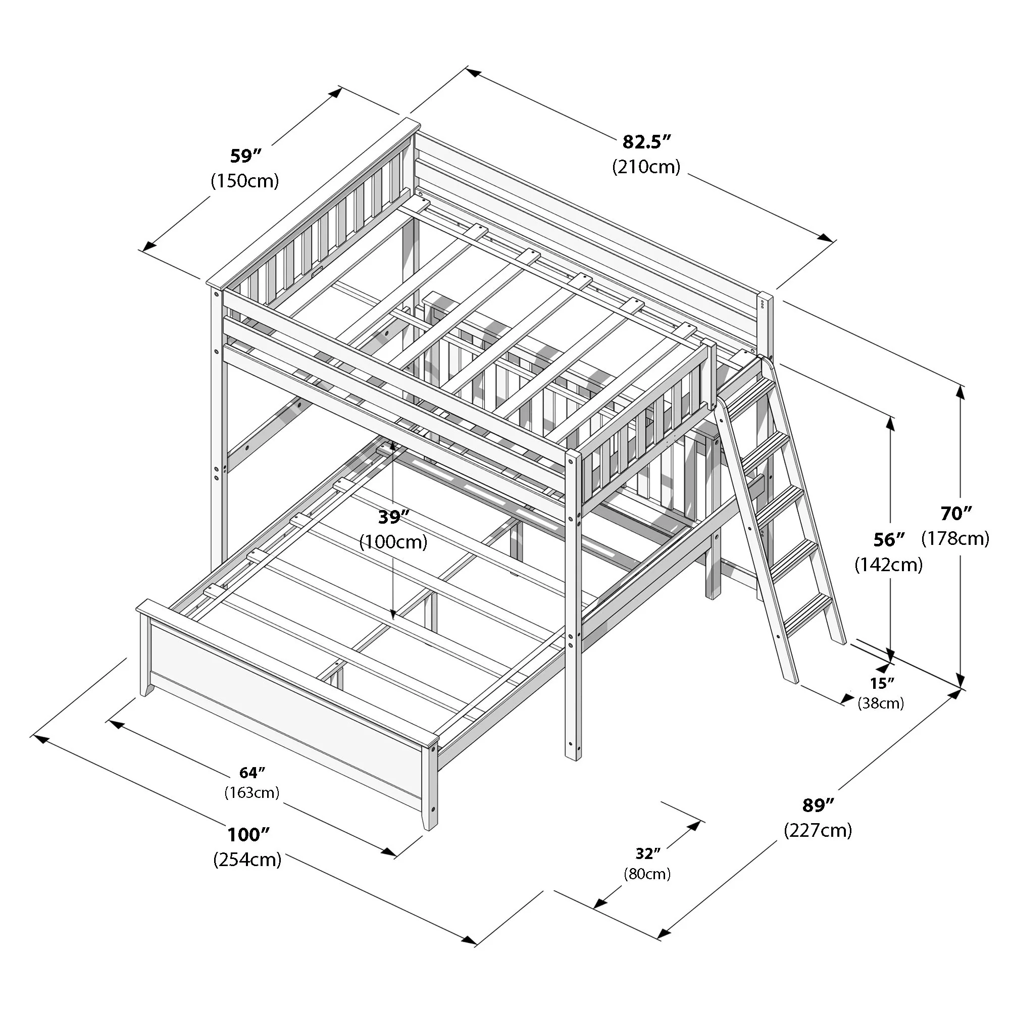 Full Over Queen L-Shaped Bunk Bed - Image 32
