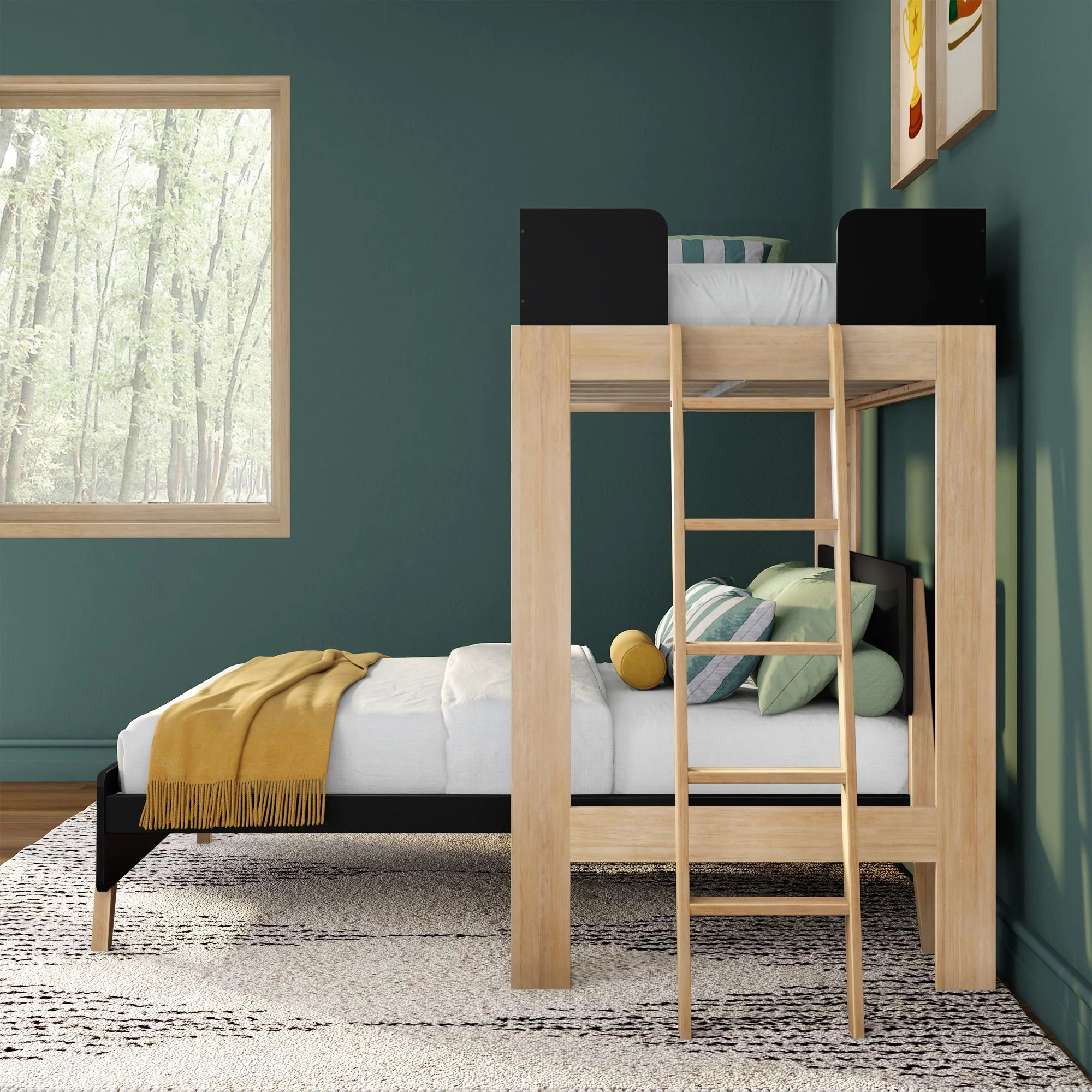 Mid-Century Modern Twin Over Full L-Shaped Bunk Bed - Image 24