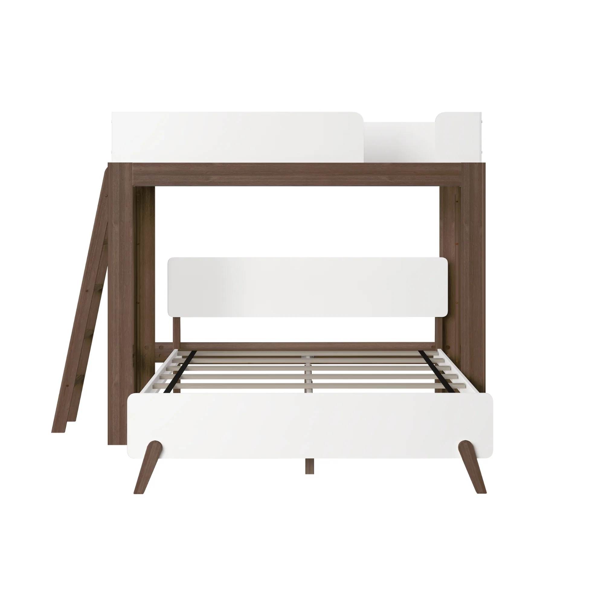 Mid-Century Modern Twin Over Queen L-Shaped Bunk Bed - Image 16