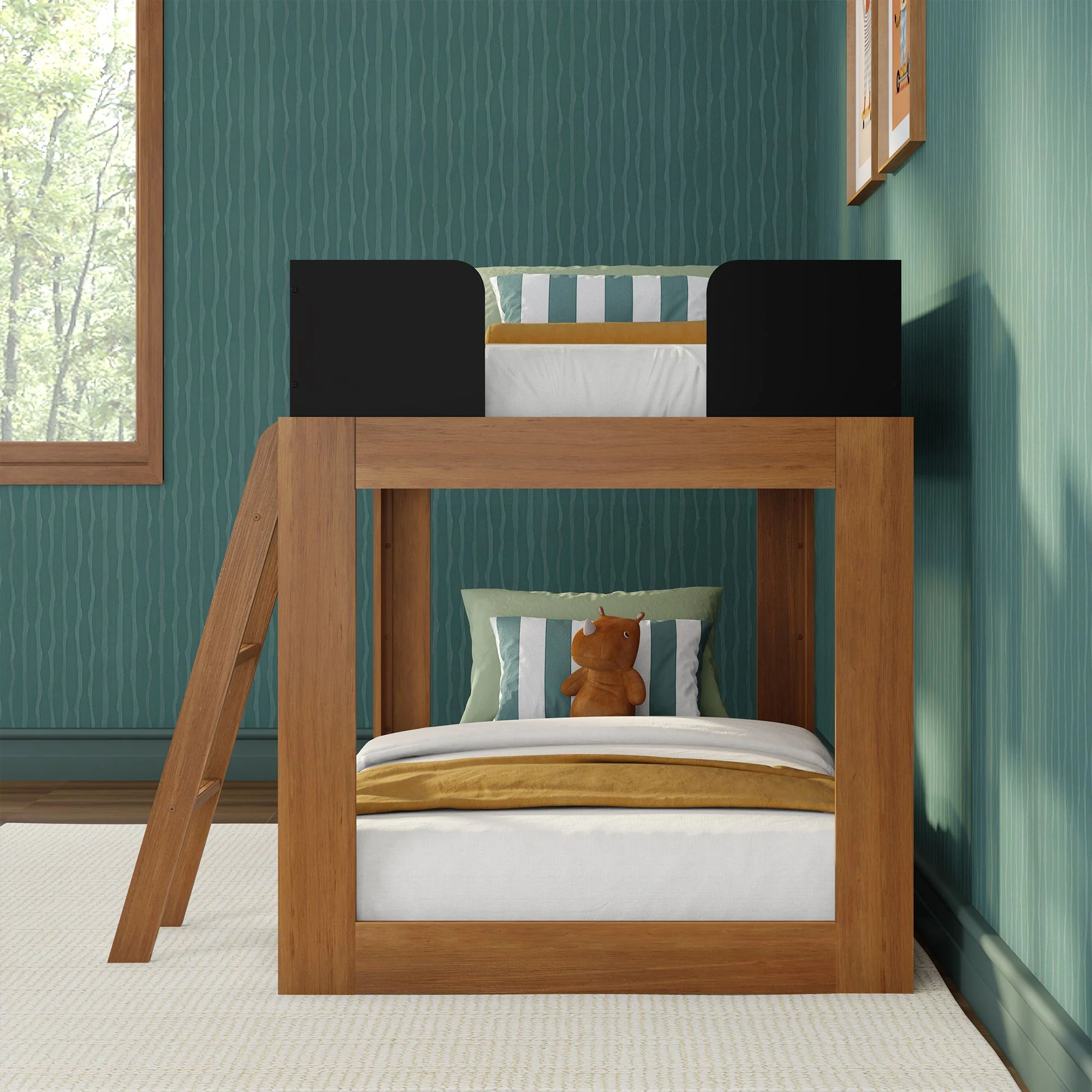 Mid-Century Modern Twin Over Twin Low Bunk Bed - Image 24