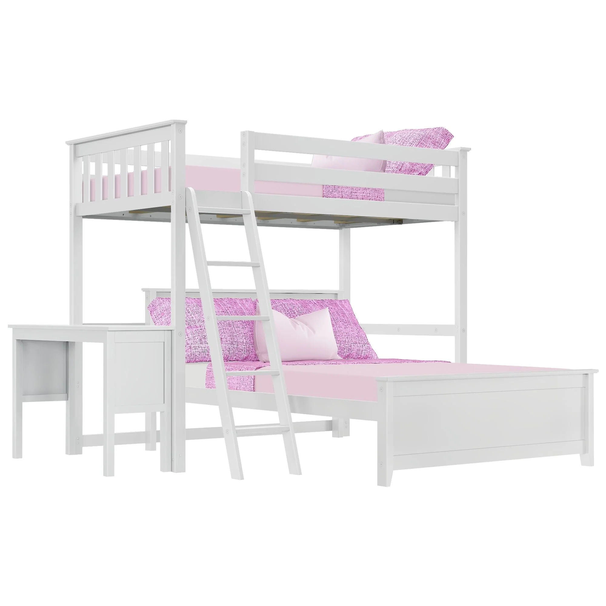 Twin Over Full L-Shaped Bunk Bed With Desk - Image 5