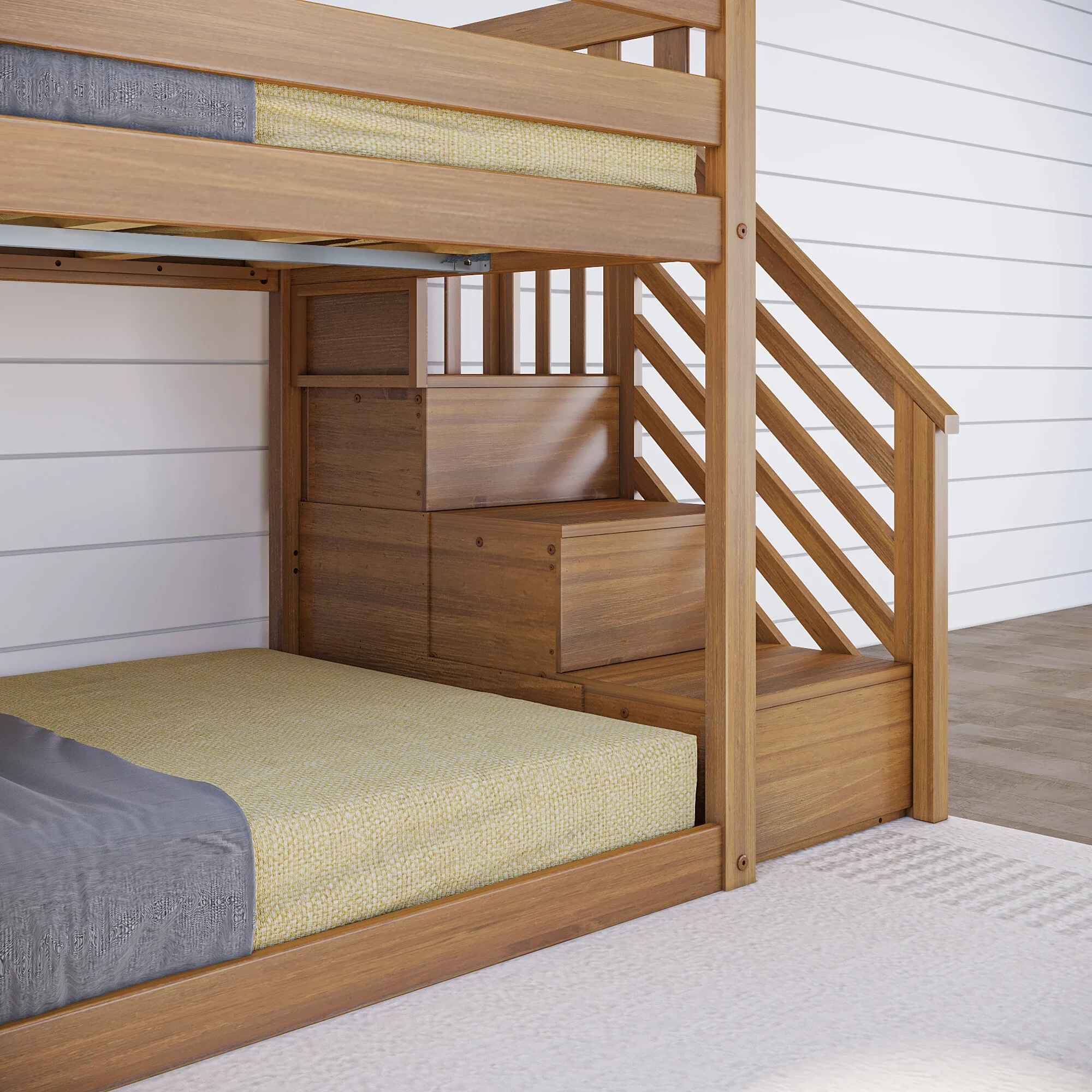 Twin Over Twin Low Bunk Bed With Slide & Stairs - Image 15