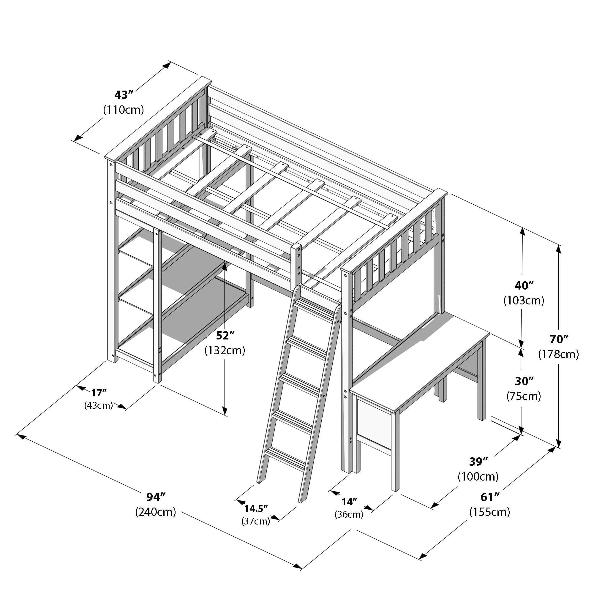 Twin Loft Bed With Bookcase & Desk - Image 38