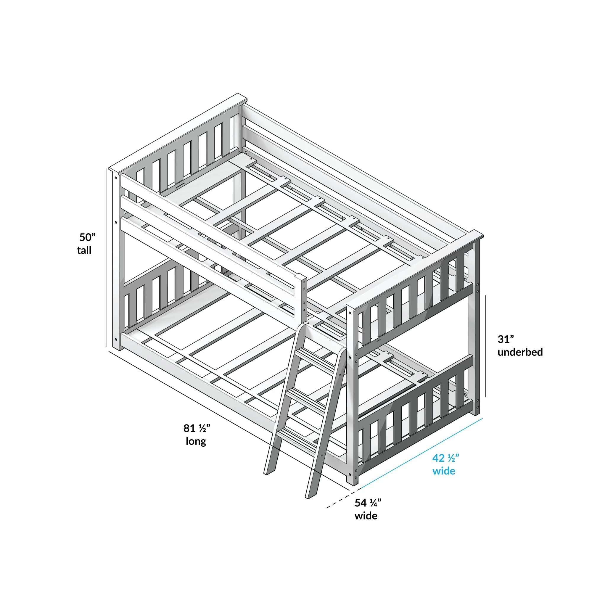 Twin Over Twin Low Bunk Bed With Curtain - Image 104