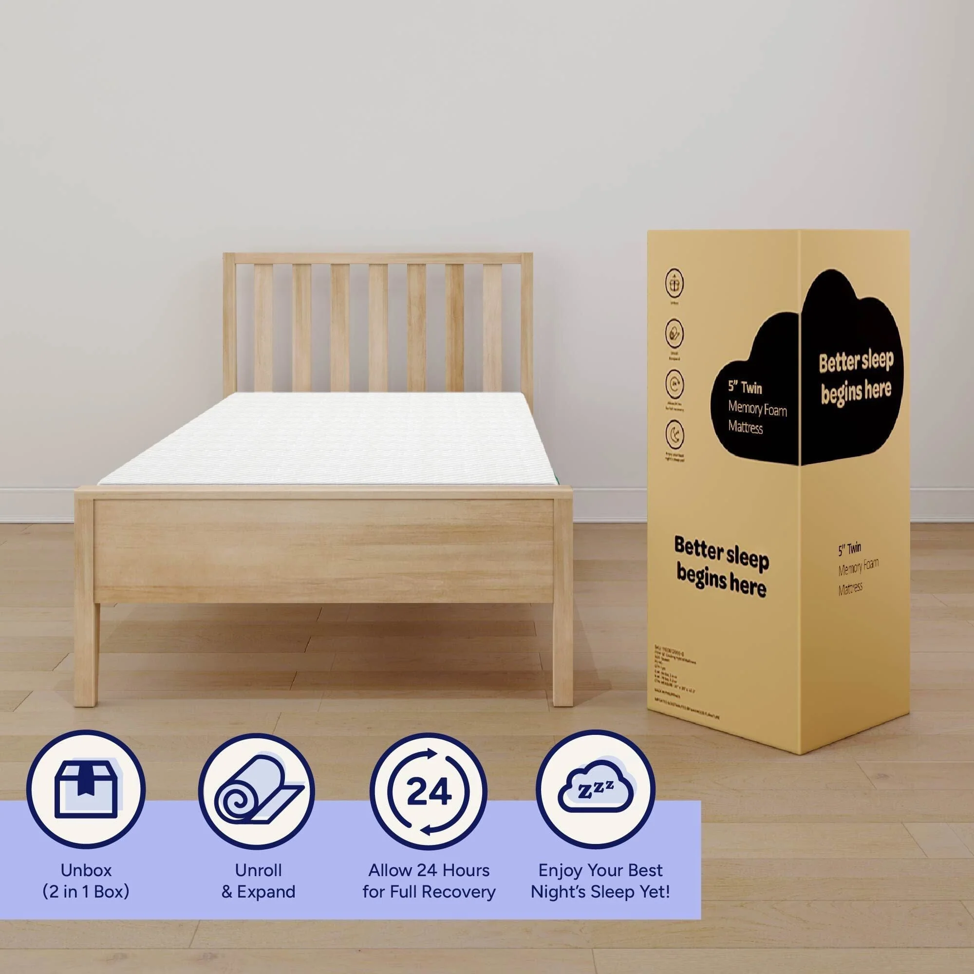 Two Pack 5-Inch Twin Memory Foam Mattress - Image 11